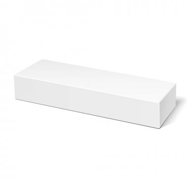 Mockup ürün karton plastik ambalaj kutusu. İllüstrasyon izole beyaz arka plan üzerinde. Şablon hazır tasarımınız için alay. Vektör Eps10