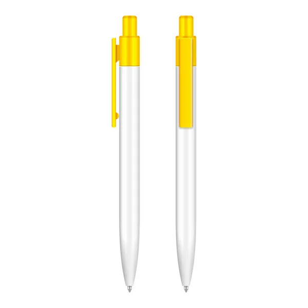 Yellow Ballpoint Pen, Pencil, Marker Set Of Corporate Identity And — стоковий вектор