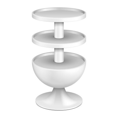 Yuvarlak karton zemin ekran raf süpermarket boş boş rafları ile için. İllüstrasyon izole beyaz arka plan üzerinde. Tasarımınız için hazır. Ürün reklam. Vektör Eps10