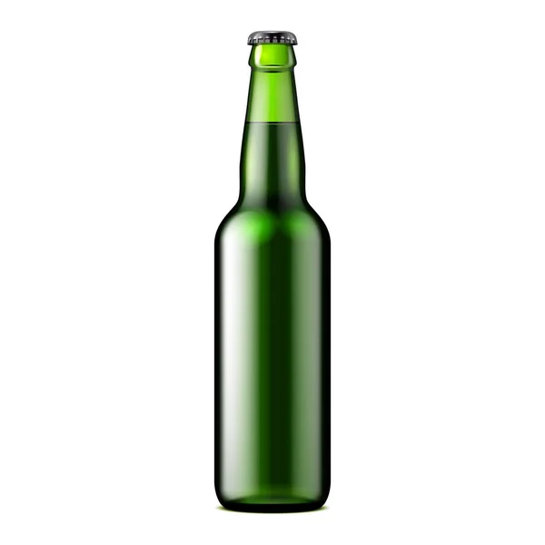 Gelas Bir hijau tua, Ale, Cider Bottle. Minuman ringan berkarbon. Mock Up Template. Ilustrasi terisolasi di Latar Belakang Putih. Siap Untuk Desain Anda. Pengepakan Produk. EPS10 Vektor - Stok Vektor