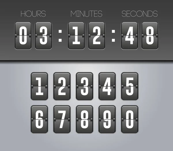 Mekanik Flip Countdown Saat Sayaç Zamanlayıcı. Dijital Zaman Ekranı ve Sayılar. Web Tasarımı için Puantaj Saati, Dakika ve Saniye ile Kurulu. Beyaz Arka Plan Üzerine İzole İllüstrasyon. Vektör Eps10 — Stok Vektör