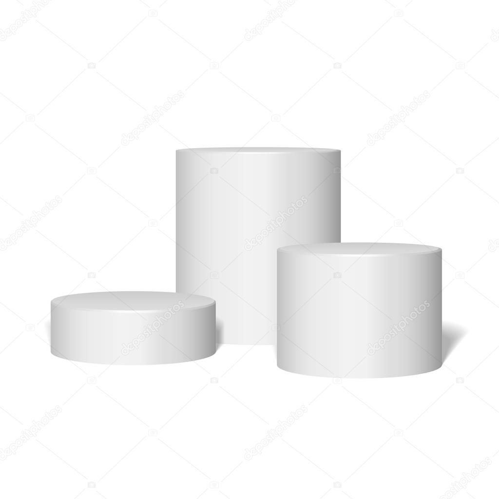 Round Stage Podium Isolated on White Background. 3d Pedestal. Vector illustration. Ready For Your Design. Product Advertising. Vector EPS10