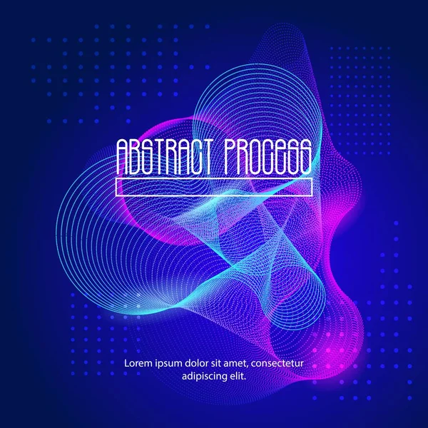 Abstract Dynamic Waves And Particles Background. Digital Flowing, Process, Technology. Blue, Pink, Purple. Liquid Fluid. Creative Template For Advertising Poster, Business Card, Brochure, Banner. — Stock Vector