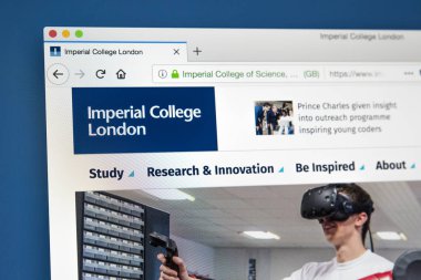 Londra, İngiltere, 17th Mayıs 2018: Resmi ana web sitesi Imperial College London - bir kamu araştırma Üniversitesi için Londra'da, 17 Mayıs 2018 üzerinde bulunan.