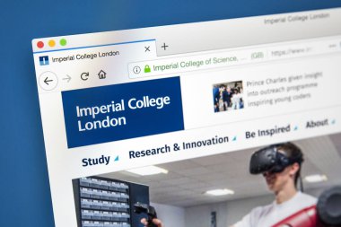 Londra, İngiltere, 17th Mayıs 2018: Resmi ana web sitesi Imperial College London - bir kamu araştırma Üniversitesi için Londra'da, 17 Mayıs 2018 üzerinde bulunan.
