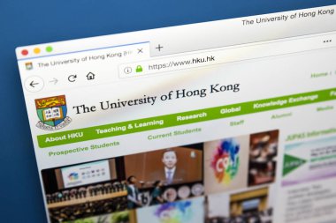 Londra, İngiltere - 17th Mayıs 2018: Resmi web sitesi için Hong Kong Üniversitesi - Kong, Hong Kong, 17 Mayıs 2018 üzerinde bulunan bir kamu araştırma Üniversitesi ana sayfası.