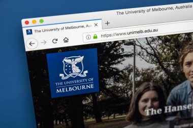 Londra, İngiltere - 17th Mayıs 2018: Melbourne Üniversitesi - Melbourne, Avustralya'da 17 Mayıs 2018 üzerinde bulunan bir kamu araştırma Üniversitesi için resmi web sitesi ana sayfası.