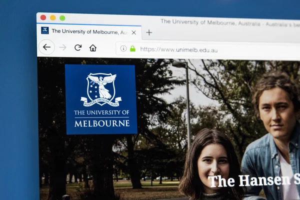 Londra, İngiltere - 17th Mayıs 2018: Melbourne Üniversitesi - Melbourne, Avustralya'da 17 Mayıs 2018 üzerinde bulunan bir kamu araştırma Üniversitesi için resmi web sitesi ana sayfası.