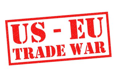 ABD - AB ticaret savaş kırmızı lastik damgası beyaz bir arka plan üzerinde.