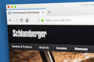 Londra, İngiltere - 31st Mayıs 2018: Schlumberger Limited - 31 Mayıs 2018 üzerinde dünyanın en büyük petrol sahası hizmetleri şirketi için resmi web sitesi ana sayfası.