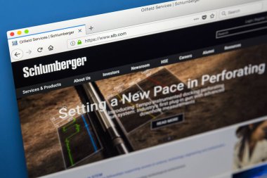 Londra, İngiltere - 31st Mayıs 2018: Schlumberger Limited - 31 Mayıs 2018 üzerinde dünyanın en büyük petrol sahası hizmetleri şirketi için resmi web sitesi ana sayfası.