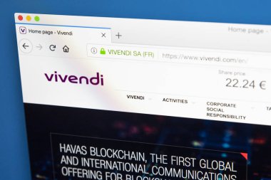 Londra, İngiltere - 29th Mayıs 2018: Vivendi Sa için-resmi web sitesi ana Fransız medya Holding, 29 Mayıs 2018 kitle.