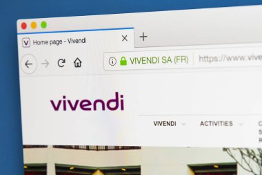 Londra, İngiltere - 29th Mayıs 2018: Vivendi Sa için-resmi web sitesi ana Fransız medya Holding, 29 Mayıs 2018 kitle.