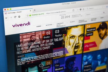 Londra, İngiltere - 29th Mayıs 2018: Vivendi Sa için-resmi web sitesi ana Fransız medya Holding, 29 Mayıs 2018 kitle.