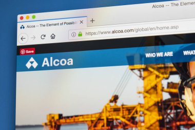 Londra, İngiltere - 29th Mayıs 2018: Alcoa - 29 Mayıs 2018 üzerinde Amerikan Endüstriyel corporation için resmi web sitesi ana sayfası.