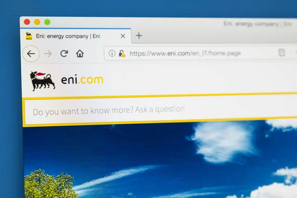 Londres Reino Unido Mayo 2018 Página Web Oficial Eni Multinacional — Foto de Stock