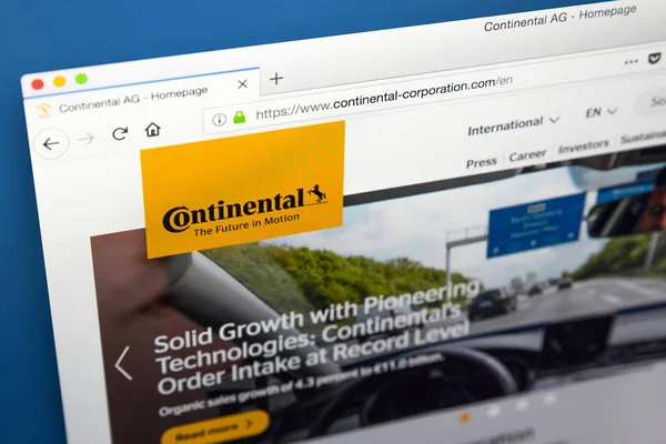 London May 29Th 2018 Homepage Official Website Continental Leading German — Stock Photo, Image