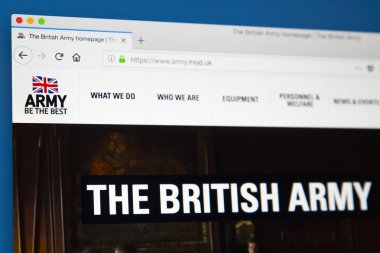 Londra, İngiltere - 23 Mayıs 2018: İngiliz ordusu - İngiltere üzerinde 23 Mayıs 2018 asıl Kara Harp kuvveti için resmi web sitesi ana sayfası.