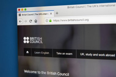 Londra, İngiltere - 23 Mayıs 2018: British Council - Uluslararası Kültür ve eğitim fırsatları, 23 Mayıs 2018 üzerinde uzmanlaşmış İngiliz Örgütü için resmi web sitesi ana sayfası.