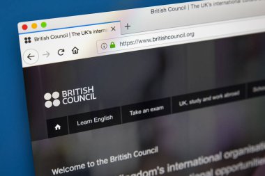 Londra, İngiltere - 23 Mayıs 2018: British Council - Uluslararası Kültür ve eğitim fırsatları, 23 Mayıs 2018 üzerinde uzmanlaşmış İngiliz Örgütü için resmi web sitesi ana sayfası.