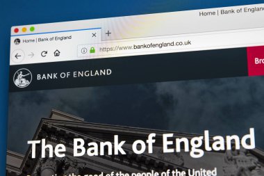 Londra, İngiltere - 23 Mayıs 2018: Resmi web sitesi için tıklayın: England - 23 Mayıs 2018 üzerinde İngiltere Merkez Bankası Banka ana sayfası.