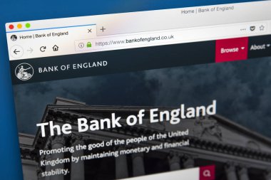 Londra, İngiltere - 23 Mayıs 2018: Resmi web sitesi için tıklayın: England - 23 Mayıs 2018 üzerinde İngiltere Merkez Bankası Banka ana sayfası.