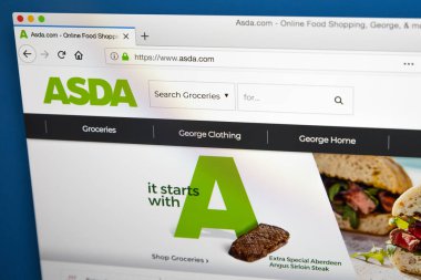 Londra, İngiltere - 23 Mayıs 2018: Asda - 23 Mayıs 2018 üzerinde İngiliz süpermarket perakendeci için resmi web sitesi ana sayfası.