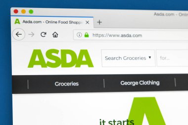 Londra, İngiltere - 23 Mayıs 2018: Asda - 23 Mayıs 2018 üzerinde İngiliz süpermarket perakendeci için resmi web sitesi ana sayfası.