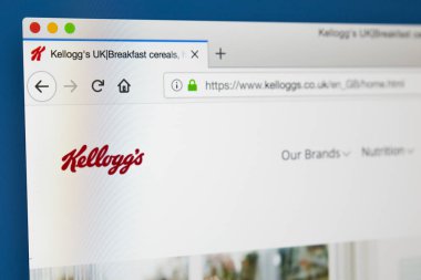 Londra, İngiltere - 23 Mayıs 2018: Kellogg şirket - Amerikan çokuluslu gıda üretim şirket, üzerinde 23 Mayıs 2018 için resmi web sitesi ana sayfası.