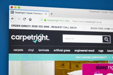 Londra, İngiltere - 23 Mayıs 2018: Carpetright plc - yer kaplamaları, 23 Mayıs 2018 üzerinde en büyük İngiliz perakendeciler için resmi web sitesi ana sayfası.