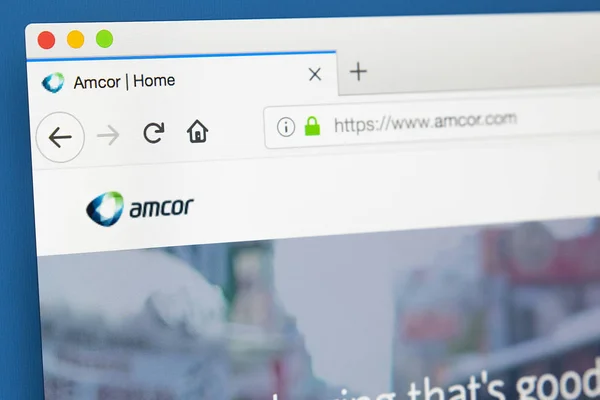 London May 29Th 2018 Homepage Official Website Amcor Limited Global — Stock Photo, Image