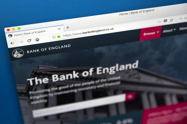 London May 23Rd 2018 Homepage Official Website Bank England Central — Stock Photo, Image