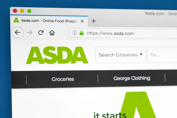 Londres Reino Unido Mayo 2018 Página Web Oficial Asda Minorista — Foto de Stock