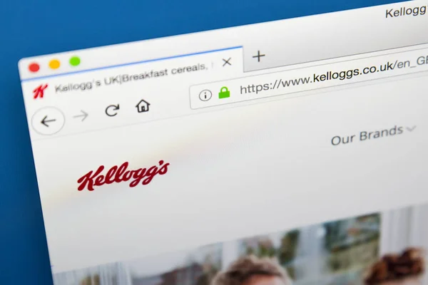Londres Reino Unido Mayo 2018 Página Web Oficial Kellogg Company — Foto de Stock