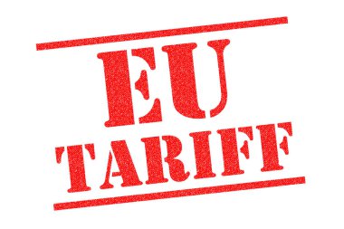 AB Gümrük tarife Kırmızı lastik damgası beyaz bir arka plan üzerinde. 