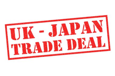İngiltere-Japonya Ticaret anlaşma lastik damgası beyaz bir arka plan üzerinde.