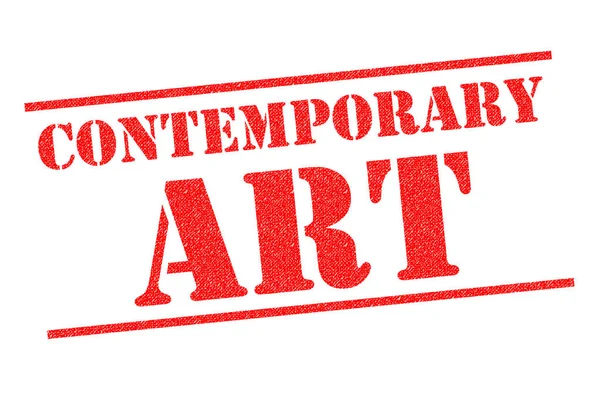 Contemporary Art Red Rubber Stamp Plain White Background — Stock Photo, Image
