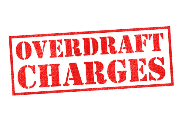 Overdraft Charges Timbro Gomma Rosso Sfondo Bianco — Foto Stock