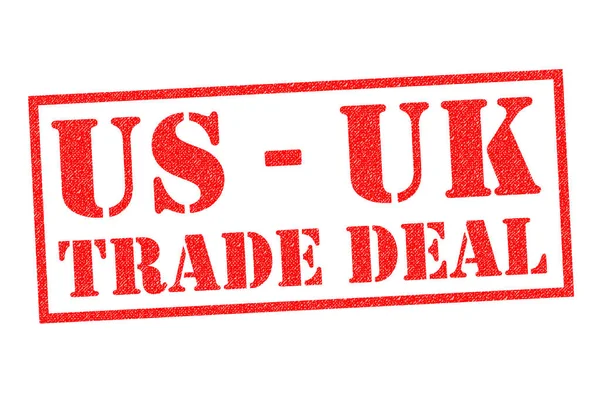 Trade Deal Red Rubber Stamp White Background — Stock Photo, Image