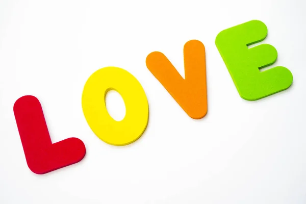 Word Love Spelt Out Colourful Letters — Stock Photo, Image