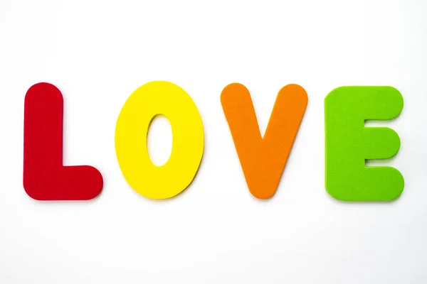 Palabra Amor Deletrea Con Letras Coloridas — Foto de Stock