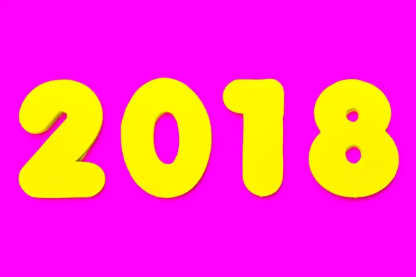 Giallo 2018 Testa Uno Sfondo Rosa — Foto Stock