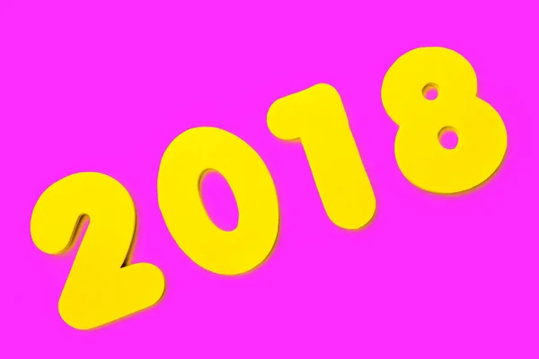 Giallo 2018 Testa Uno Sfondo Rosa — Foto Stock