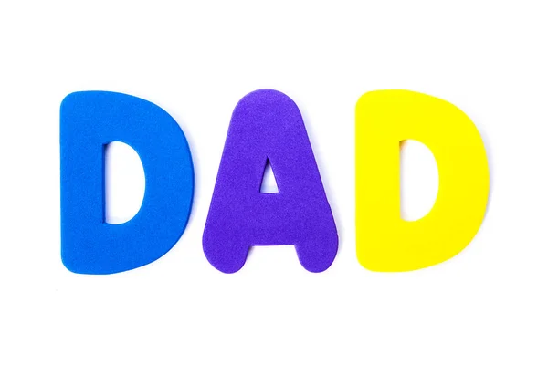 Vader Spelt Uit Met Gekleurde Letters — Stockfoto