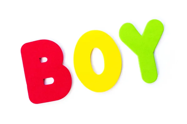 Boy Deletreado Con Letras Colores — Foto de Stock