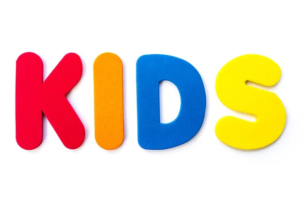 Niños Deletreados Con Letras Colores — Foto de Stock