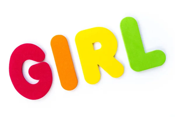 Mädchen Mit Farbigen Buchstaben Geschrieben — Stockfoto