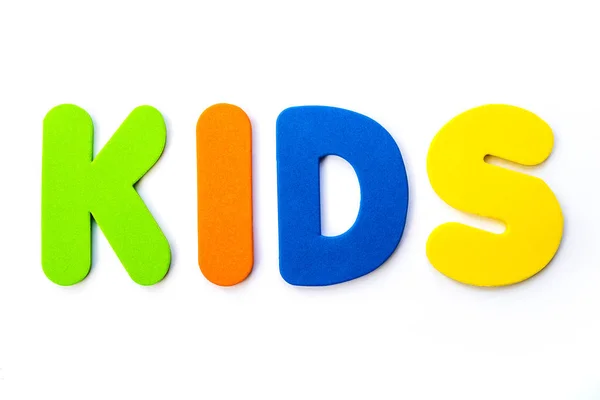 Niños Deletreados Con Letras Colores — Foto de Stock