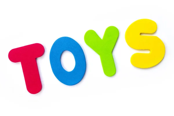 Слово Toys Викладене Кольоровими Літерами — стокове фото