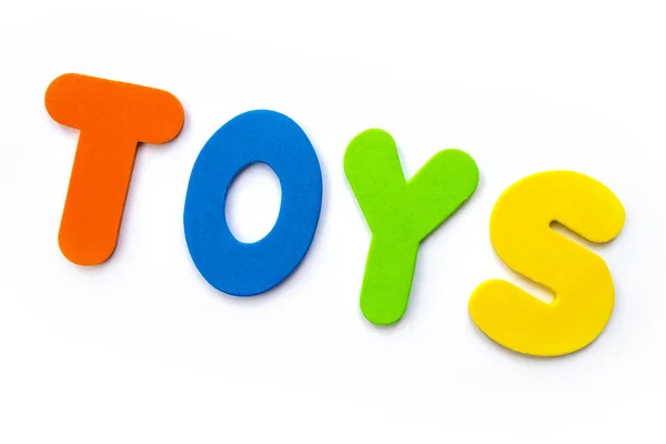 Das Wort Spielzeug Mit Farbigen Buchstaben Geschrieben — Stockfoto